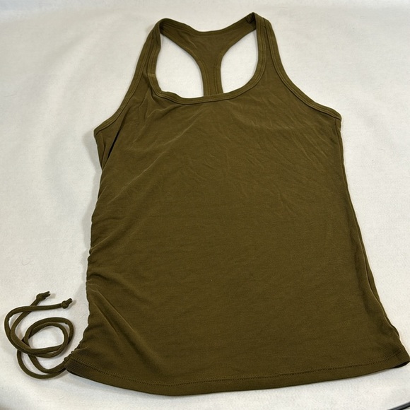 Zyia Active Olive Green Vida Scrunchy Racer Tank Top Women's Medium Assymetrical - Picture 8 of 8